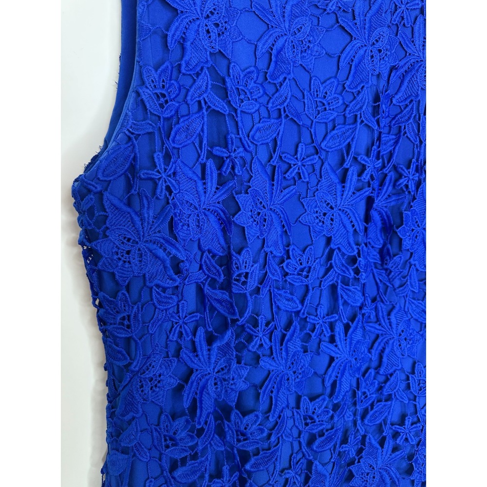 Lauren Ralph Lauren Royal Blue Floral Lace Overlay Sleeveless Sheath Dress Sz 10 - Picture 3 of 15